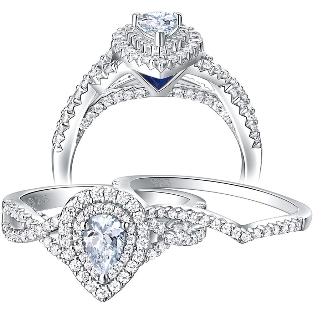 💎 1.3ctw CZ Pear Bridal Set – 925 Sterling Silver 💋